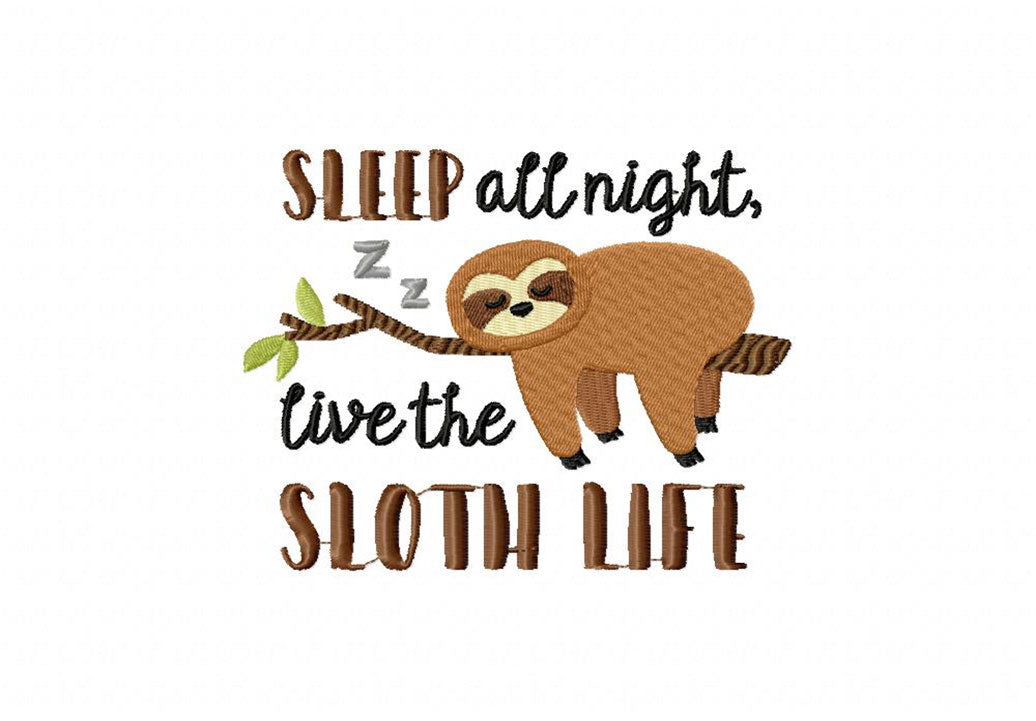 Sloth Embroidery T-Shirts