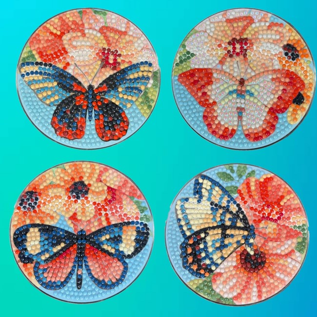 Butterfly Diamond-art Coaster Set